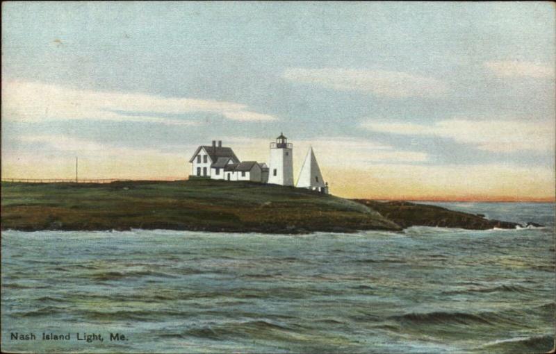 Nash Island Lighthouse Maine c1910 Postcard