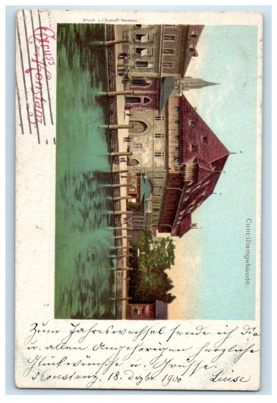 1900 Concillumgebaude, Gruss Aus Konstanz Germany Posted Antique Postcard 