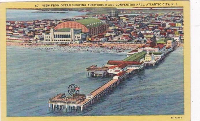 New Jersey Atlantic City View From Ocean Showing Auditorium and Convention Ha...