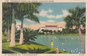 Florida St Petersburg Mirror Lake Showing Junior High School Curteich