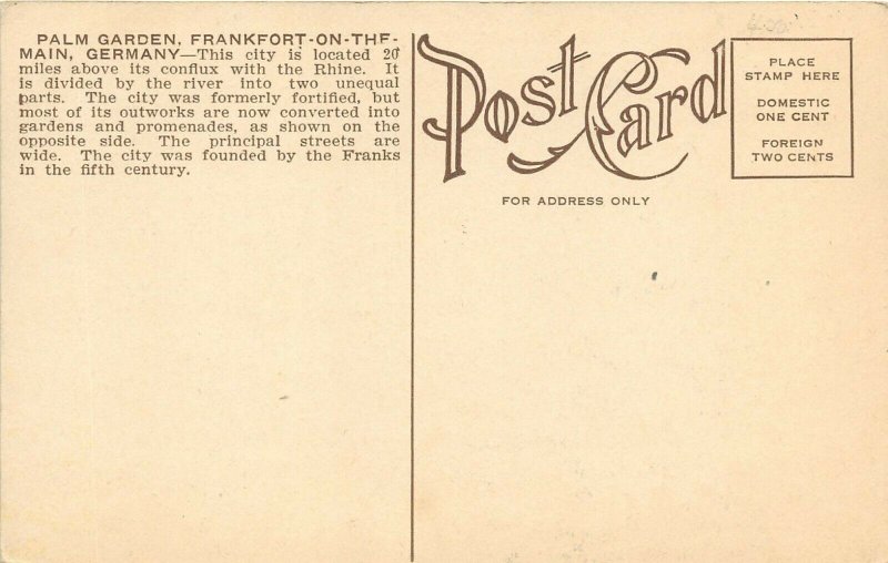 Frankfort On The Main Germany c1910 Postcard Palm Garden