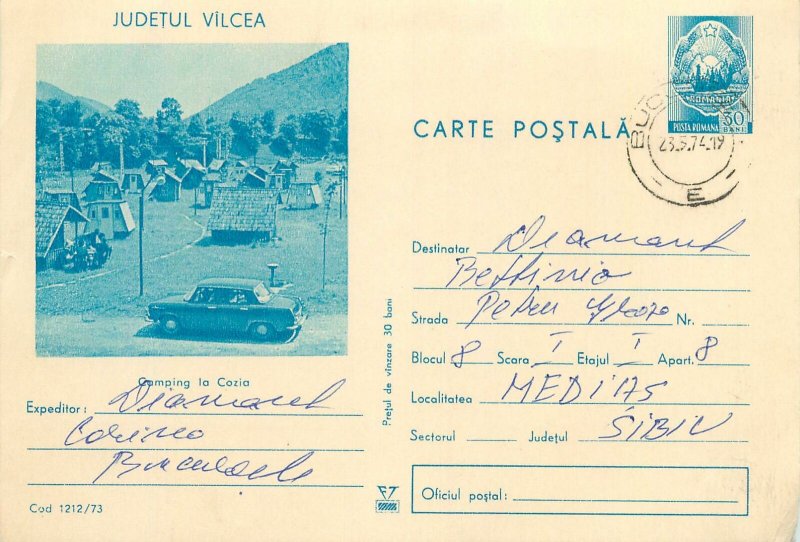 Romania postal stationery postcard Cozia camping site