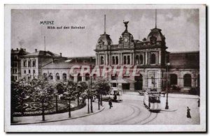 Old Postcard Blick auf den Bahnhof Mainz