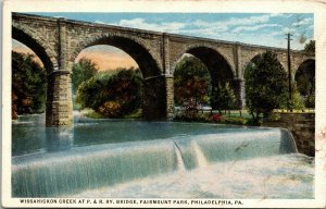 Philadelphia PA Wissahickon Creek P&R Railroad Bridge Fairmount Park Postcard