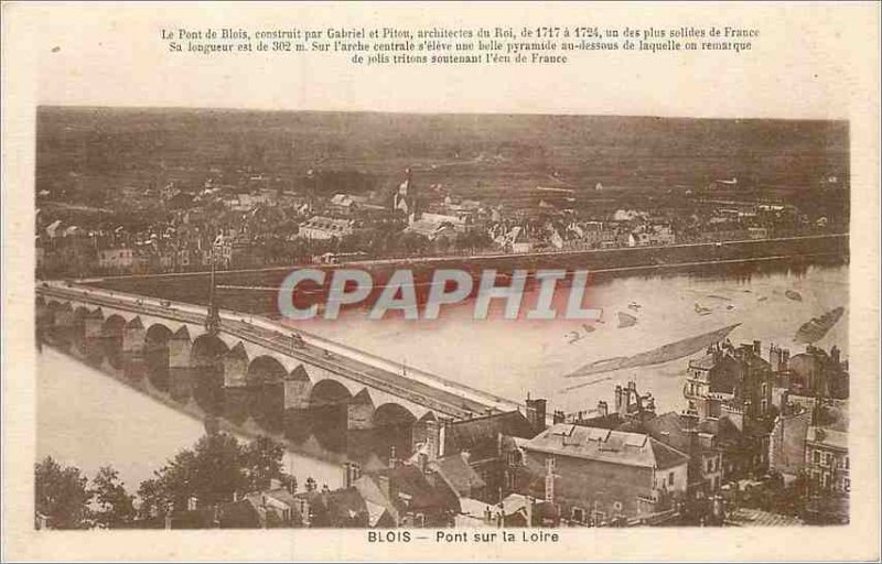 Postcard Old Bridge on the Loire Blois