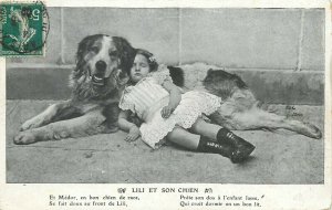 Lili and her dog unit of 2 postcards 1909 France 