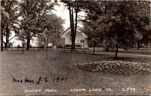 Real Photo Postcard Band Stand at Sunset Park in Storm Lake, Iowa~132105