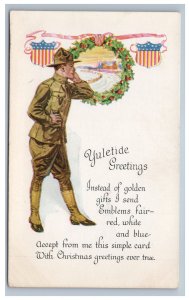 2 WWI Era Christmas Postcards 1917 Inscription Camp Funston Kansas 164th Brigade 