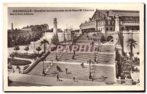 Old Postcard Marseille monumental staircase of the Gare St Charles