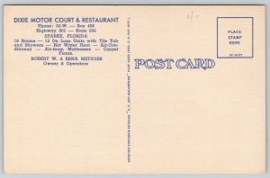 Starke Florida~Dixie Motor Court & Restaurant~US 301~RW Metzger~1953 Linen