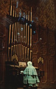 Vintage Postcard The Haunted Mansion  Ghostly Organist Plays Haunting Refrain