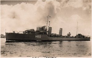 RPPC Photo British Royal Navy HMS Crusader Destroyer H60 War