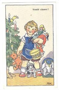 Christmas : Kid , tree & toys , 1910s