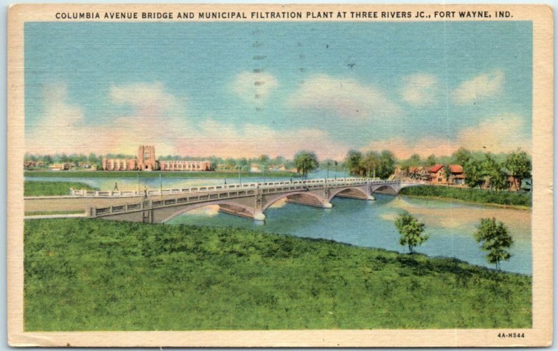 Columbia Avenue Bridge & Municipal Filtration Plant at Three Rivers JC - Indiana 