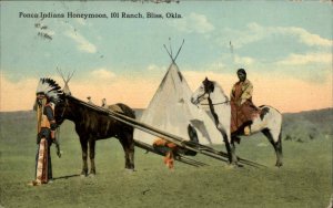 Bliss OK Ponca Native American Indians c1910 Postcard