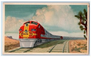 The Famous Santa Fe Streamlined Fleet Train SFE Perforated Stamp Postcard