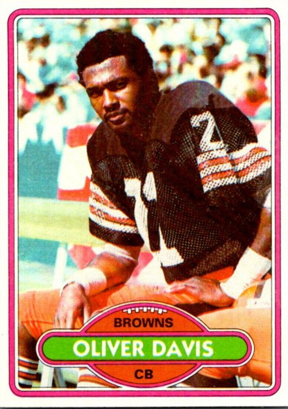 1980 Topps Football Card Oliver Davis CB Cleveland Browns sun0418