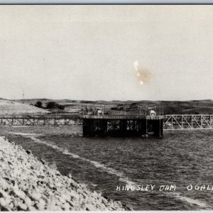 c1940s Ogallala Neb Kingsley Dam Platforms Reservoir Power NE Nebr Postcard A201
