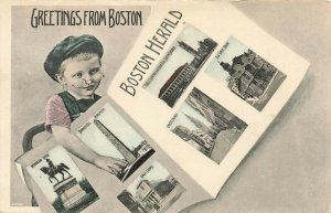 Boston MA Greetings From The Boston Herald 1908 Postcard