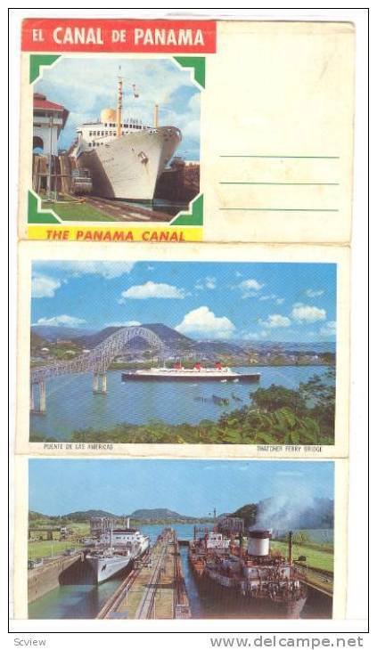 Souvenir Folder, 14 Views Of The Panana Canal, El Canal De Panama, 1950-1970s