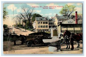 1911 Baker Memorial Fountain Market Square Augusta Maine ME Antique Postcard