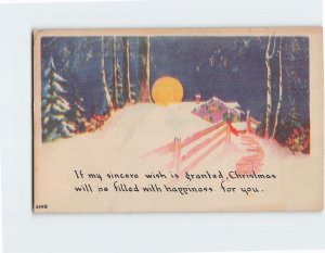 Postcard Christmas Greeting Card with Quote and Snow Scenery Painting/Art Print