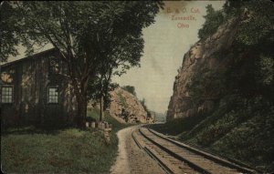 Zanesville Ohio OH B&O Railroad Train Tracks Cut c1910 Vintage Postcard