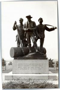 Postcard MI RPPC - Lumberman's Monument Huron National Forest lumberjacks