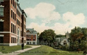 NH - Hanover. Dartmouth College, Wilder Hall, Richardson Hall and Rollins Chapel