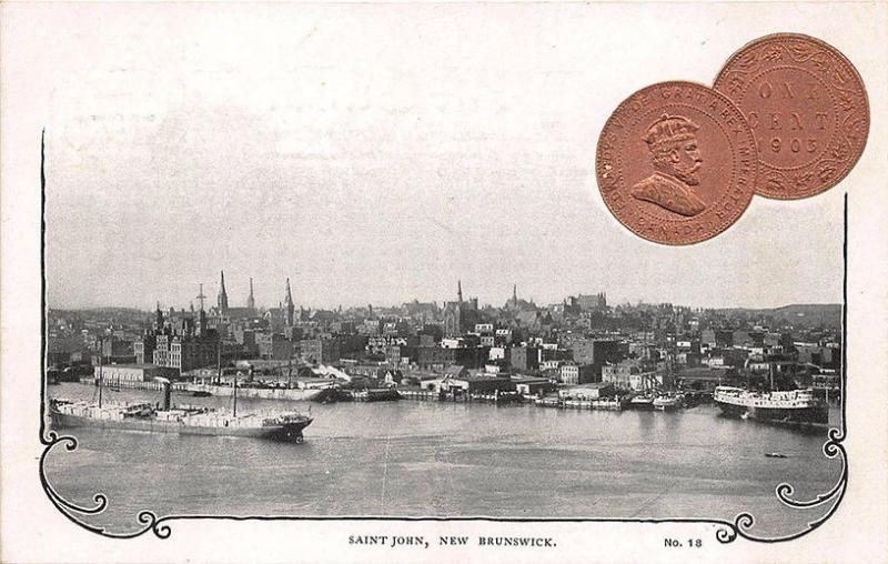 Harbor View St John NB 1903 1 Cent Coin #18 Postcard