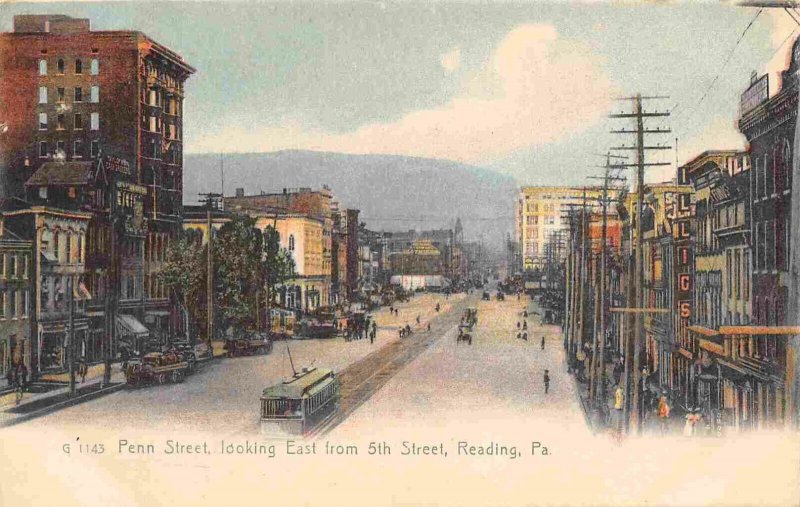 Penn Street East from 5th Street Reading Pennsylvania 1905c Rotograph postcard