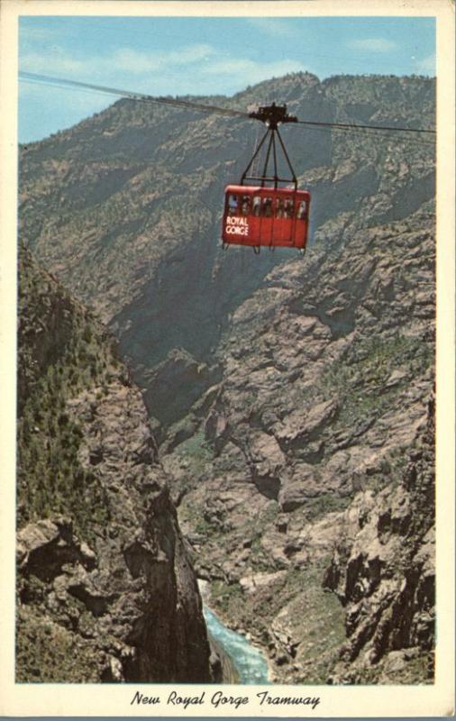 Aerial Tramway over Royal Gorge CO Colorado 1200 feet above the Arkansas River