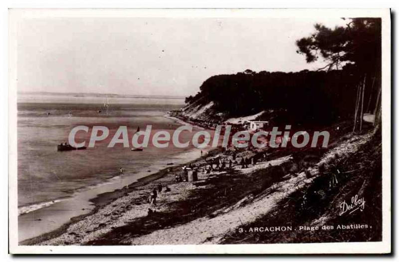 Old Postcard Arcachon Plage Des Abatilles