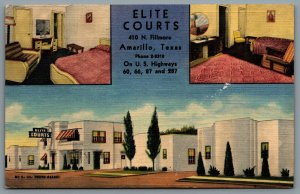 Postcard Amarillo TX c1946 Elite Courts Multi View 410 Fillmore Route 66 Defunct
