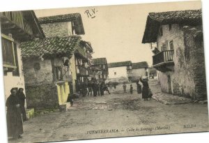 PC SPAIN, FUENTERRABIA, CALLE DE SANTIAGO, MARINA, Vintage Postcard (b30272)