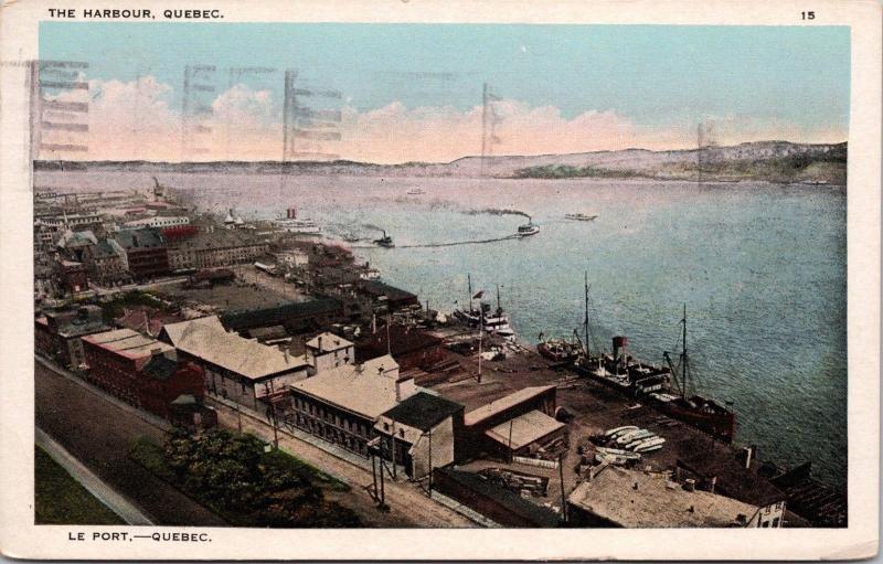 Le Port The Harbour Quebec City QC c1925 Postcard D65