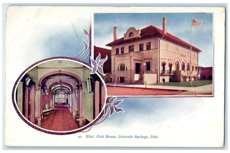 c1905's Elks Club House Restaurant Building Hallway Colorado Springs CO Postcard
