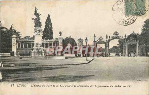 'Old Postcard Lyon the entrance of the Park Tete d''Or and the Monument to Le...