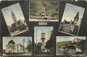 Postcard; Gera Germany, Hand-Colored Multi-View, Buildings, Posted 1908