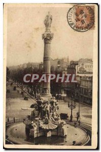 Old Postcard Marseille Place Castellane and fountain Cantini