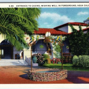 c1930s Agua Caliente, Mexico Casino Entrance Wishing Well Palm Trees Garden A347