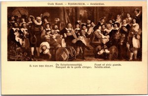 Postcard Amseterdam art Van Der Helst Feast of Civic Guards Rijksmuseum