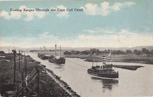 Postcard Towing Barges Through Cape Cod Canal MA