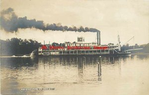 Pittsburgh & Cincinnati Packet Line, RPPC, Steamer Keystone State on Ohio River