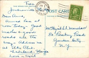 Palm Walk Florida Fl Jacksonville 1930 Pm Wob Note Postcard