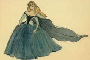 Sleeping Beauty In Ballgown Storyboard Walt Disney Painting Postcard