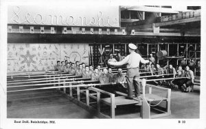 Bainbridge Maryland Boat Drill B10 1940s Military RPPC Photo Postcard 21-12765