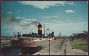 Freighter,Soo Locks,Sault Saint Marie,MI Postcard