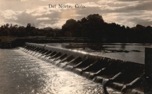 Vintage Postcard 1900's River and Dam Del Norte Colorado Flowing Water Nature CO