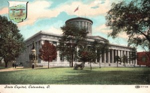 Vintage Postcard 1909 State Capitol Building Monument Grounds Columbus Ohio OH